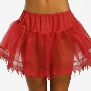 Leg Avenue Red Tulle and Lace Petticoat